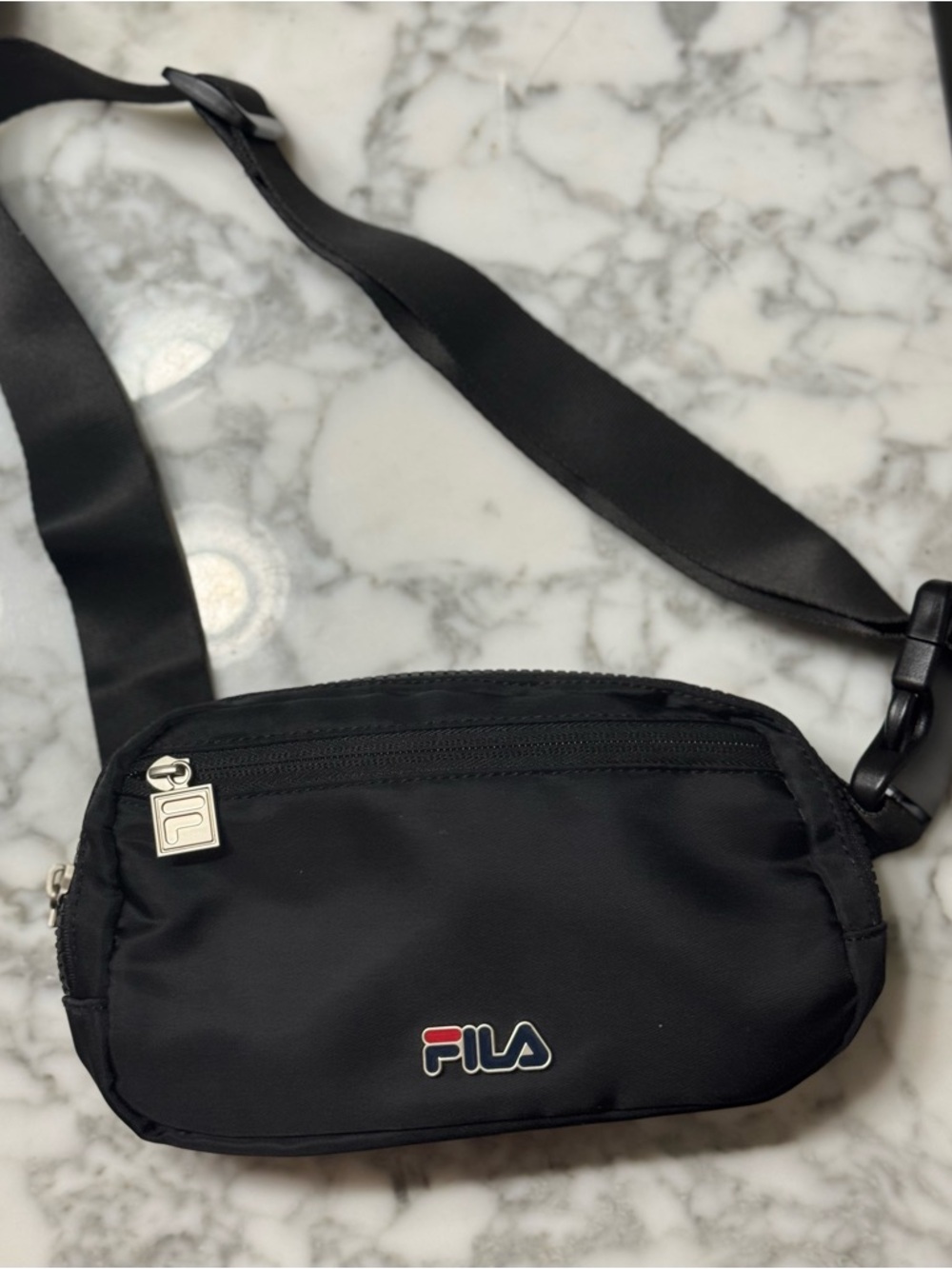 FILA Black Belt Bag with Logo Accent